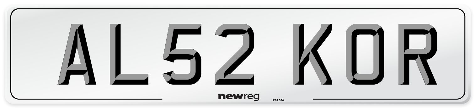 AL52 KOR Number Plate from New Reg